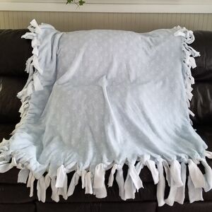 Handmad Gift Idea, Powder Blue Nautical Dbl Layer Fleece Baby Blanket 46x44"